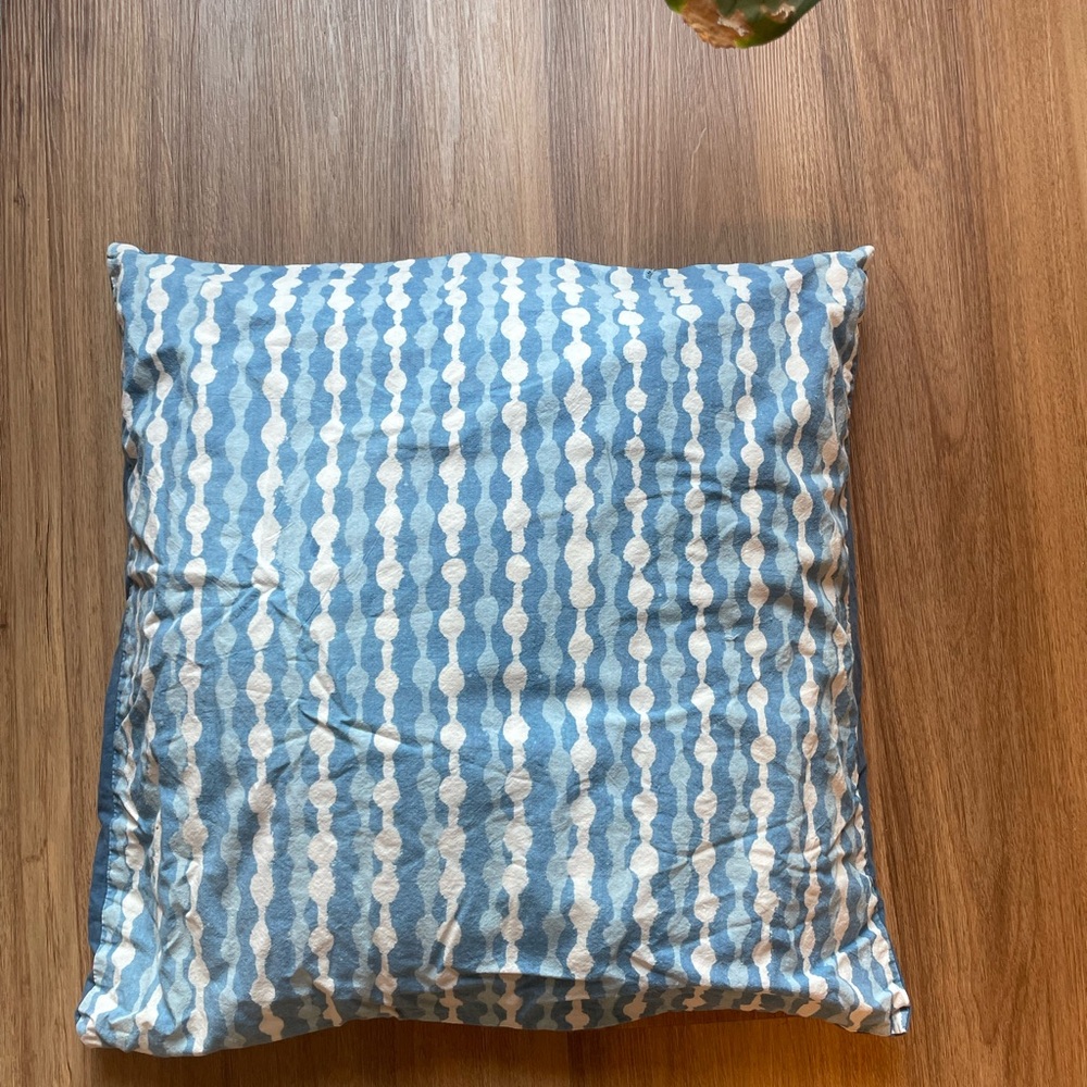 Blue and White Patterned Throw Pillow